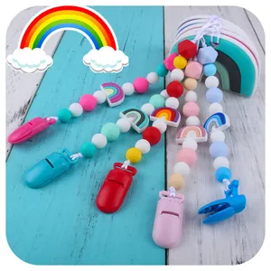 Set catenelle portaciuccio in silicone arcobaleno con perline colorate per neonati