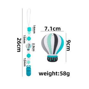 Silicone baby teether set with hot air balloon pendant and pacifier clip chain