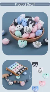 Detailed view of DIY silicone elephant beads and pacifier clips for baby teething