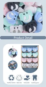 Detailed macro view of food-grade silicone elephant beads for DIY baby pacifier chains