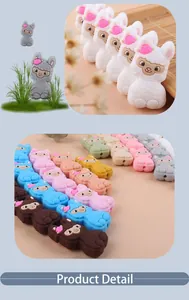 Detailed view of silicone sheep beads in multiple colors for DIY pacifier chains
