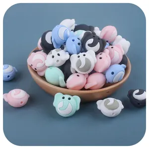 Cartoon Elephant Silicone Teether Beads BPA Free Baby Teething Relief Toy DIY Pacifier Chain Accessories For Infant Toddler