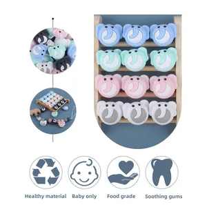 DIY cartoon elephant silicone teething beads for baby pacifier clips in various colors