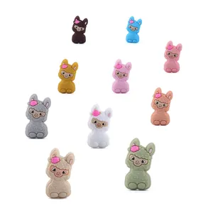 DIY baby silicone beads in 10 colorful sheep alpaca shapes for pacifier clips and teethers