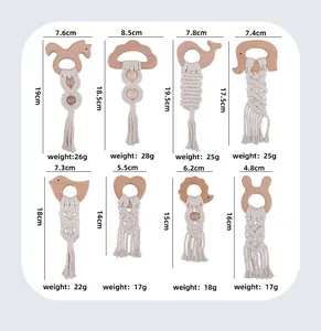 Guide des tailles pour huit anneaux de dentition bébé en hêtre et coton tressé DIY