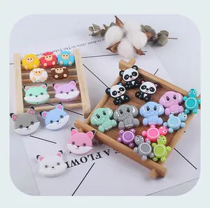 DIY colorful silicone animal teething beads including panda and elephant shapes
