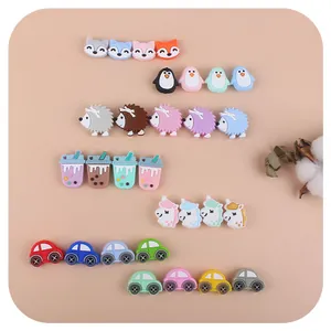 Perles de dentition en silicone DIY pour bébé en formes de renard et de manchot