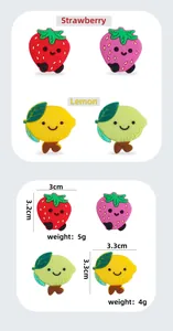 Dimensions et poids détaillés des perles de dentition en silicone fraise et citron