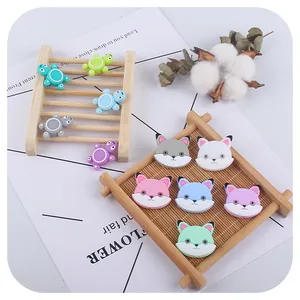Silicone baby molar beads with cartoon fox and turtle shapes for DIY pacifier clips