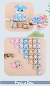 Detailed view of rabbit silicone beads in various colors for DIY baby pacifier chains