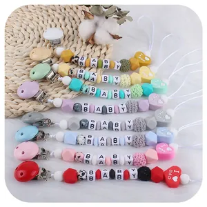 Catenella Portaciuccio in Silicone per Neonati con Perline a Lettera e Cuore Catena Anticaduta per Dentizione Accessorio per Infanzia