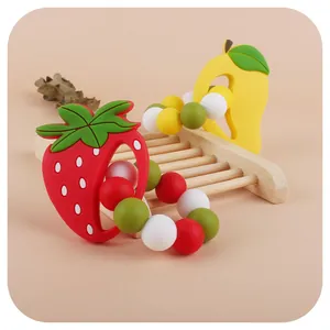 Bracelets de dentition en silicone pour bébé aux motifs créatifs de fraise et mangue