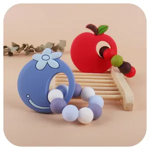 Kit de dentition en silicone avec anneaux fruit et perles colorées pour bébés