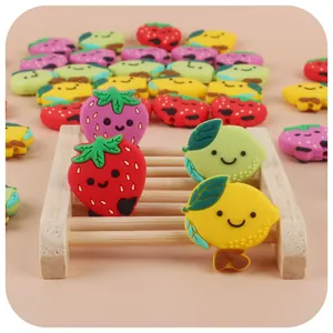 Perles en silicone alimentaire en forme de fraise et citron pour bijoux de dentition bébé