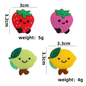Perles en silicone alimentaire en forme de fruits fraise et citron pour bijoux bébé