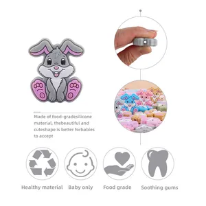 Silicone rabbit teether beads for DIY pacifier clips made of food-grade material