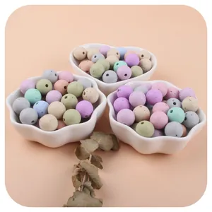 12mm gespikkelde siliconen kralen in pastelkleuren voor DIY bijtringen en fopspeenkettingen