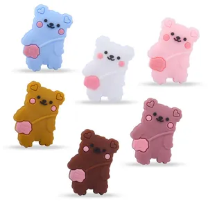 Perle da Dentizione in Silicone a Forma di Orsetto Alimentare per Catenelle Portaciuccio DIY Perle Sciolte Animali per Sollievo Dentizione