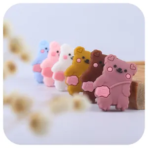 Perline in silicone a forma di orsetto per catenelle per ciucci e braccialetti per neonati
