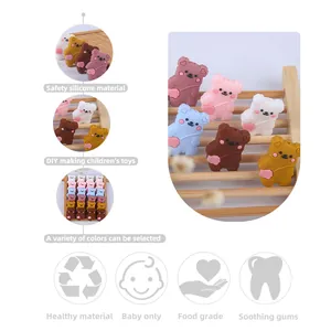 Perline in silicone a forma di orsetto colorato per catenelle ciuccio e massaggiagengive