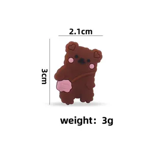 Perline in silicone a forma di orso bruno per catenelle ciuccio e massaggiagengive fai-da-te