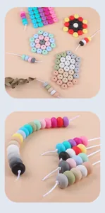 Cuentas de silicona tipo ábaco de 15mm en varios colores para cadenas de chupetes DIY