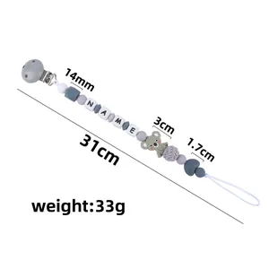 Silicone koala pacifier clip with colorful beads and crochet detail, 31cm length