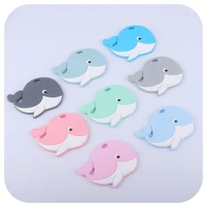 Food Grade Silicone Baby Whale Teether Cartoon Animal Infant Molar Rod Teething Relief Toy For Babies Infants Gift