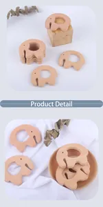 Détail d'un anneau de dentition éléphant en hêtre naturel pour le soulagement des bébés