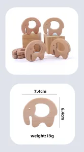 Vue détaillée de l'anneau de dentition éléphant en hêtre montrant la texture du bois et taille