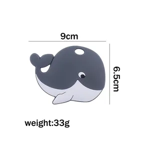 Cartoon whale silicone baby teether toy 9x6.5cm 33g with hole for hanging