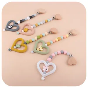 Catenelle portaciuccio fai-da-te in legno di faggio e silicone con perline colorate
