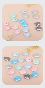 Detailed view of food-grade silicone whale beads in various Morandi colors for pacifier chains