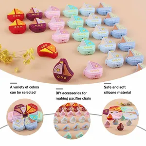 Colorful silicone sailboat beads for DIY baby pacifier chains and teething bracelets