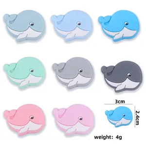 Cute cartoon whale silicone teething beads in various macaron colors for DIY pacifier clips