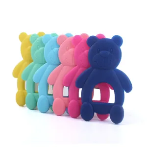 Simpatico Massaggiagengive in Silicone a Forma di Orsetto Design Vuoto Giocattolo per Allenamento Alla Presa Per Neonati Sollievo Dal Dolore