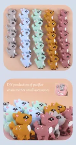 DIY silicone cartoon deer beads in Morandi colors for baby pacifier chain accessories