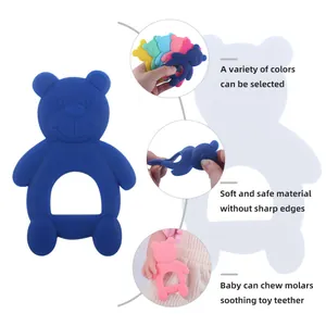 Massaggiagengive a forma di orso in silicone blu con texture morbida e vari colori