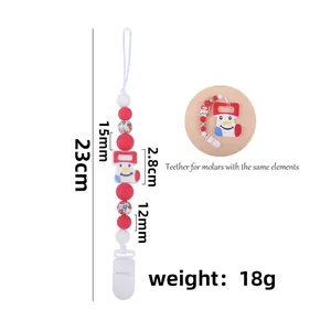 Christmas snowman silicone pacifier clip and teether chain for infants, 23cm length