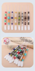DIY silicone pacifier clips set with colorful Christmas printed beads for infants