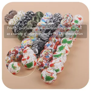 Cuentas de silicona navideñas de 12mm y 15mm para chupeteros y pulseras personalizadas