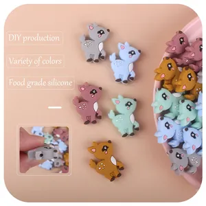 DIY food-grade silicone baby beads in cartoon deer shape for pacifier clips
