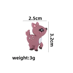 Pink cartoon deer silicone teether for baby pacifier clip DIY 2.5x3.2cm