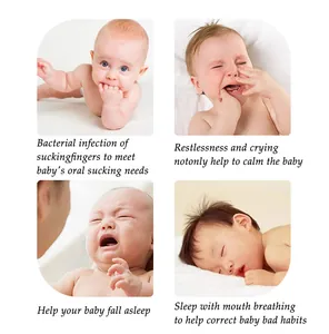 Collage showing infant teething issues like finger sucking and sleep breathing habits