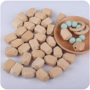 Natural Hemu Wood Geometric Water Drop Beads For Baby DIY Teething Pacifier Chain Bracelet Making Sensory Teether Parts