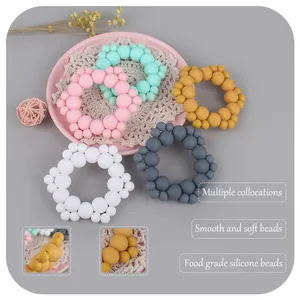 Food grade silicone baby teething beads in multiple colors for soothing relief