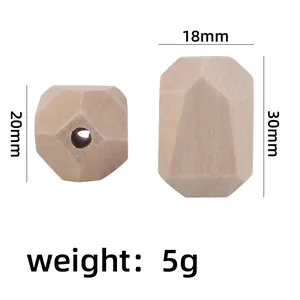Natural 18mm geometric wood beads for DIY pacifier chains and teething jewelry