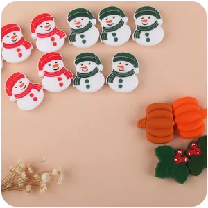 Christmas snowman and pumpkin silicone beads set for DIY baby pacifier clips and teething toys