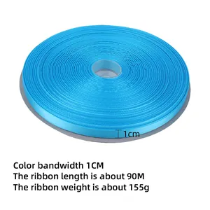 Ruban de satin bleu brillant de 1cm sur 90m pour attache-tétine DIY et artisanat