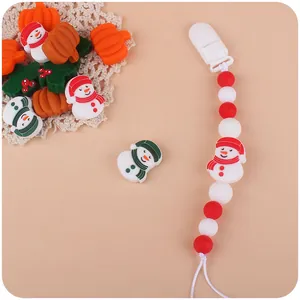 Christmas snowman silicone beads and DIY pacifier clip accessories set for infants